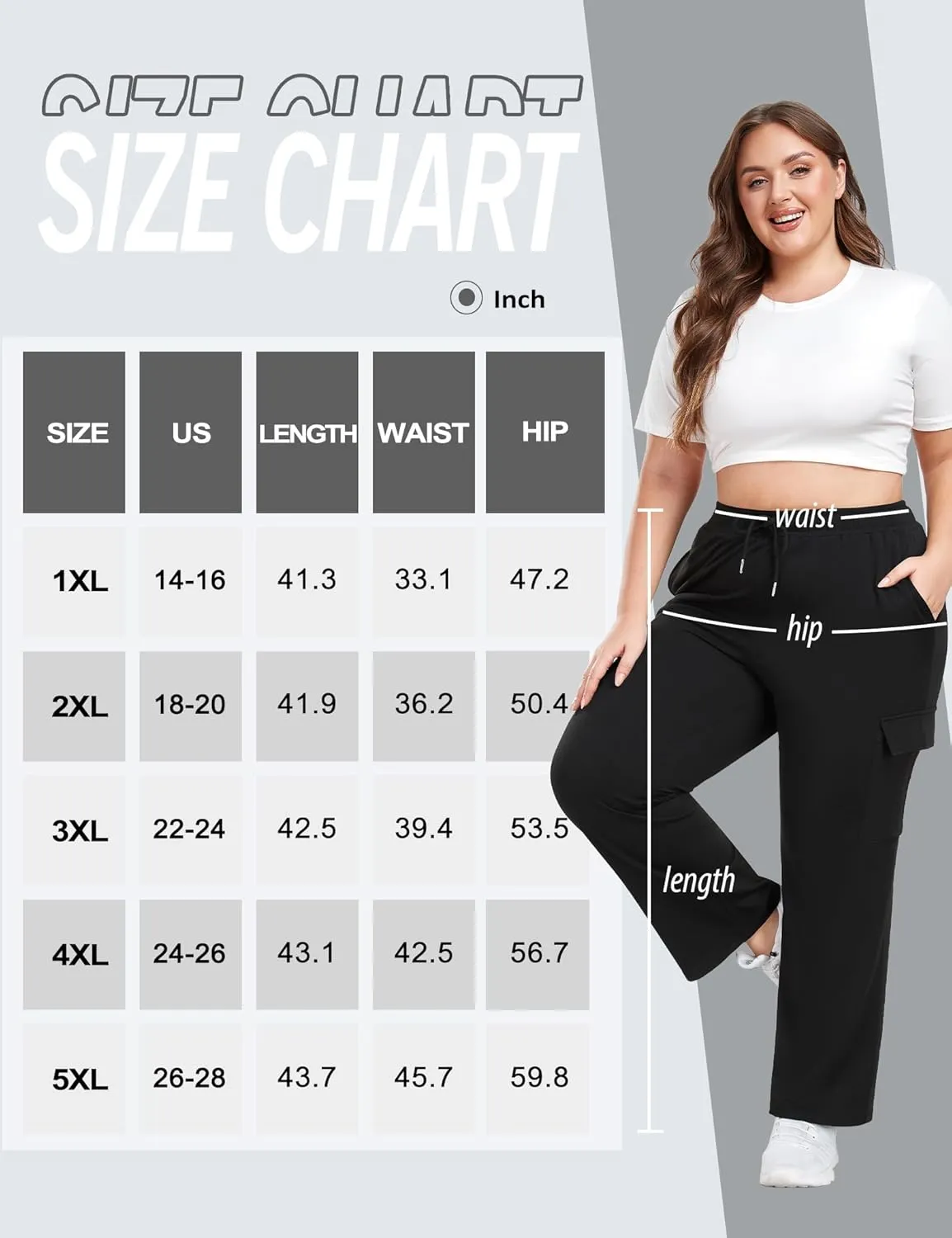 FOREYOND Plus Size Women's Cargo Sweatpants Casual Straight Leg Lounge Pants Drawstring High Waist Joggers with Pockets