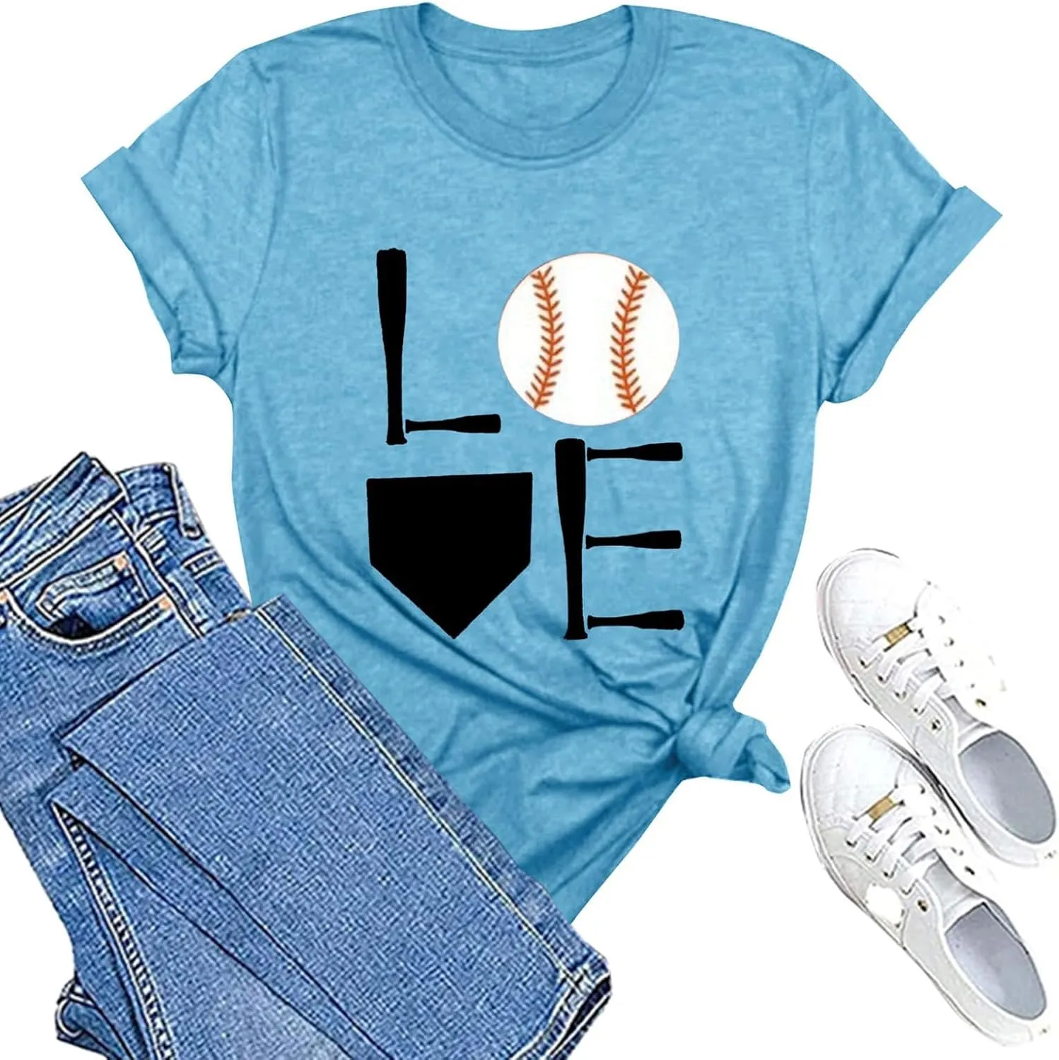 GIERIDUC Baseball Game Day Tshirt Women Funny Letter Print Baseball Mom Shirt Vintage Graphic Tee Casual Short Sleeve Tops