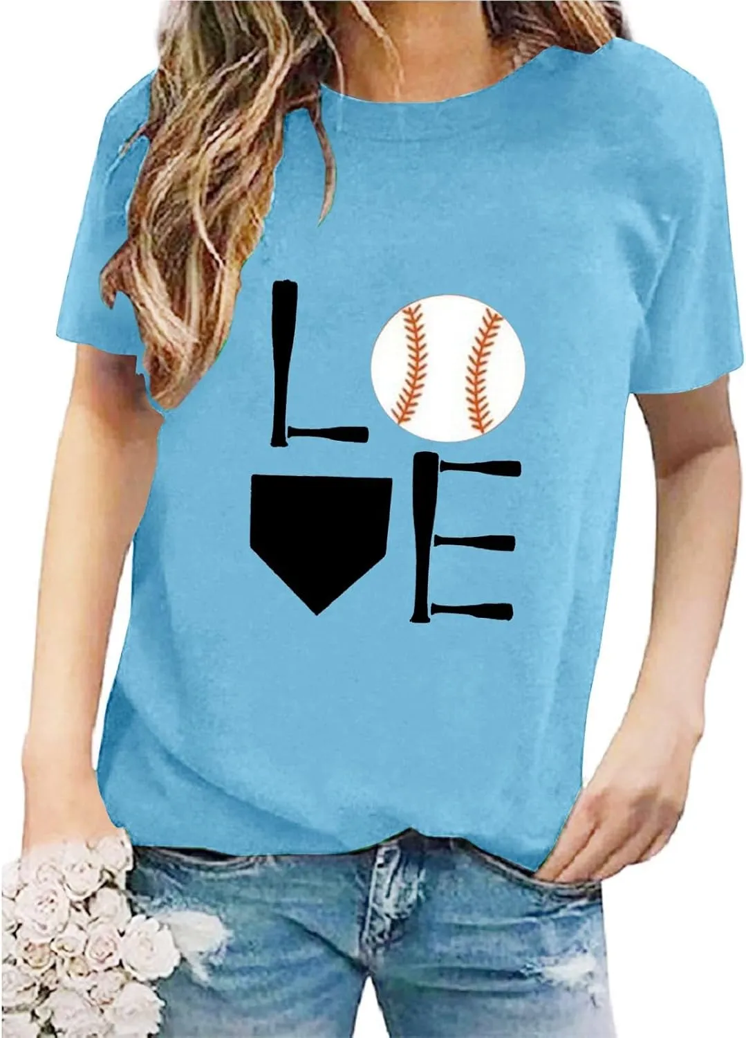 GIERIDUC Baseball Game Day Tshirt Women Funny Letter Print Baseball Mom Shirt Vintage Graphic Tee Casual Short Sleeve Tops