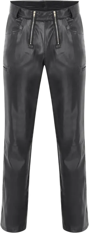 GIERIDUC Faux Leather Pants for Men's Mens Corduroy Trousers Straight Leg White Chino Pants for Men Polyester Pants for Men