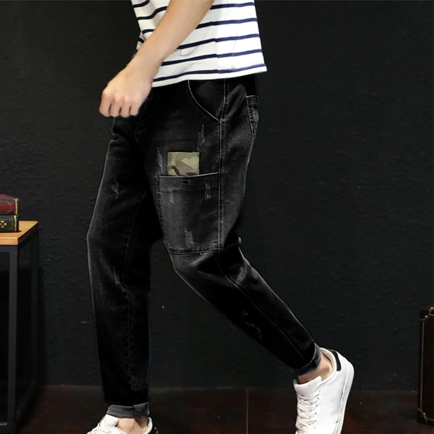 GIERIDUC Men's Traditional Plaid Chino Pants Men's Cargo Pants Relaxed Fit White Basketball Leggings Mens Sweatpants Pockets