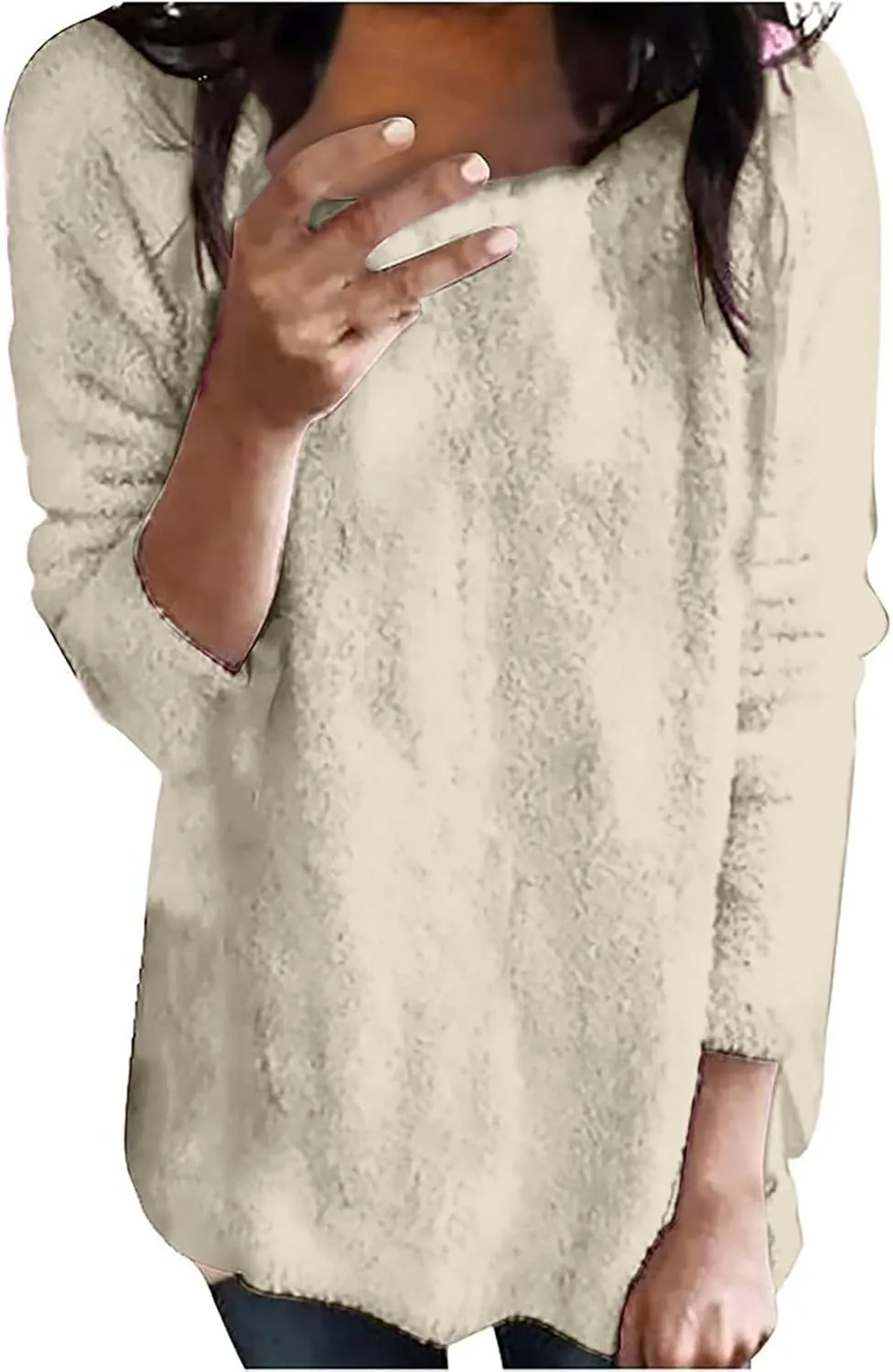 GIERIDUC Women's Long Sweatshirt Oversized Crewneck Long Sleeve Fuzzy Knit Casual Chunky Warm Fall Pullover Trendy Outfits