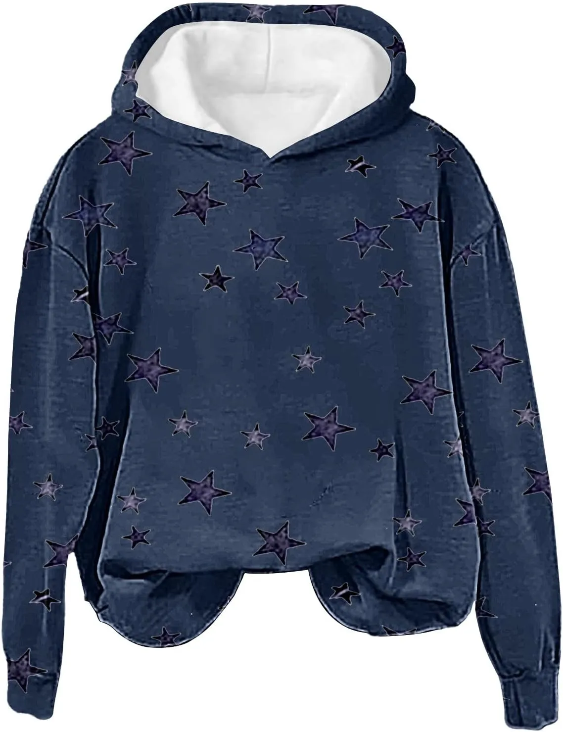 GIERIDUC Womens Oversized Hoodies Stars Printed Graphic Fleece Sweatshirts Long Sleeve Hooded Sweaters Pullover Fall Outfits