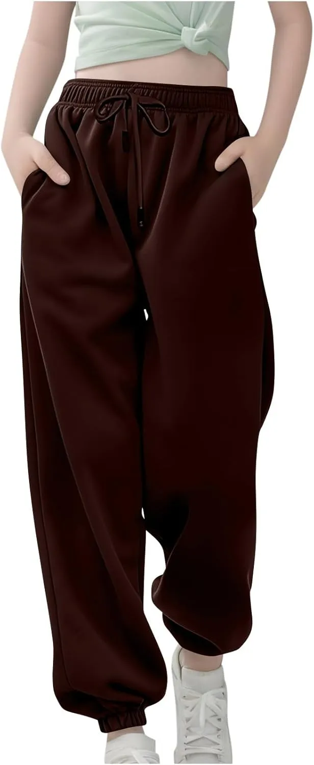 Girls Boys Cargo Pants Elastic Jogger Pants Kids Toddler Cotton Drawstring Sweatpants Casual Loose Fit Baggy Pants