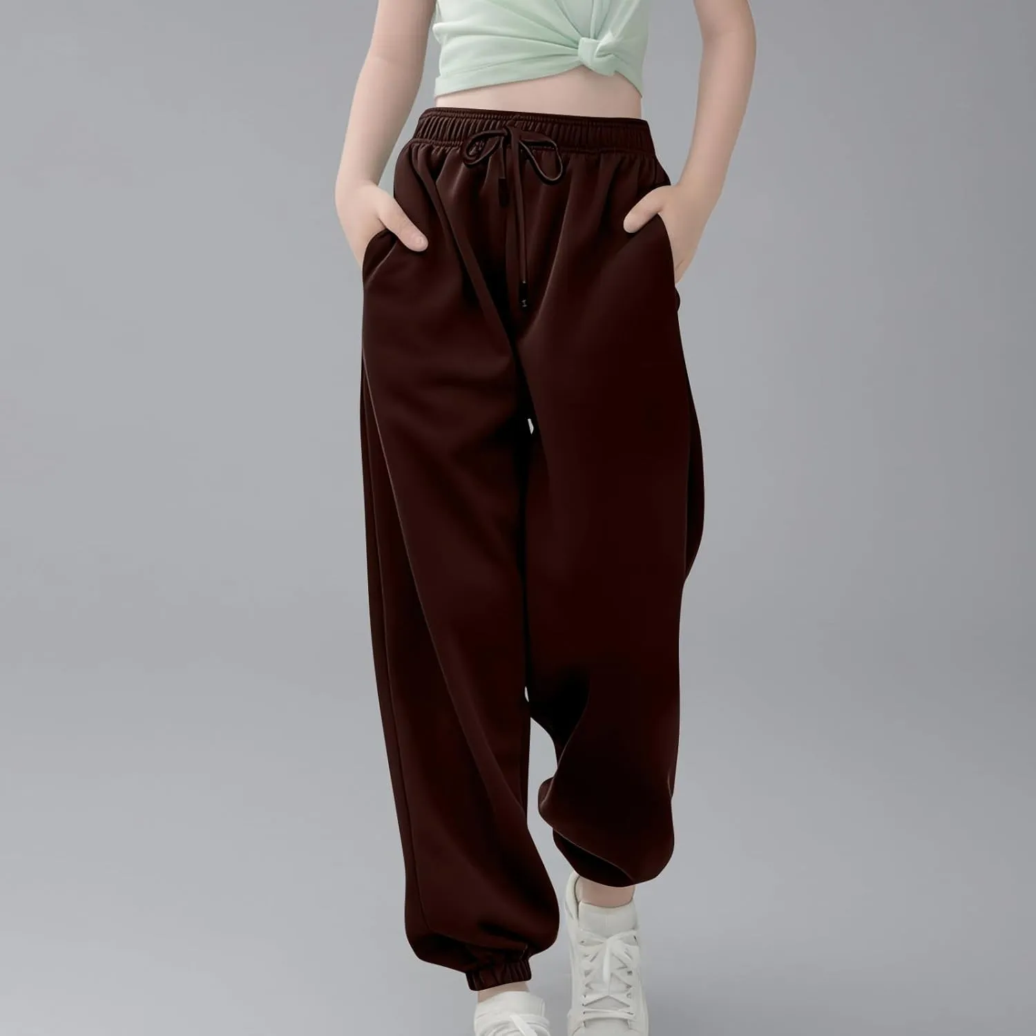 Girls Boys Cargo Pants Elastic Jogger Pants Kids Toddler Cotton Drawstring Sweatpants Casual Loose Fit Baggy Pants