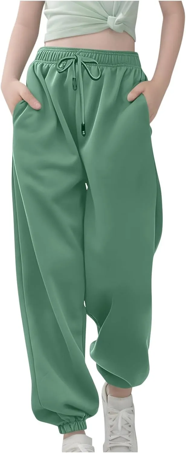 Girls Boys Cargo Pants Elastic Jogger Pants Kids Toddler Cotton Drawstring Sweatpants Casual Loose Fit Baggy Pants
