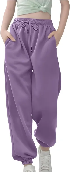 Girls Boys Cargo Pants Elastic Jogger Pants Kids Toddler Cotton Drawstring Sweatpants Casual Loose Fit Baggy Pants