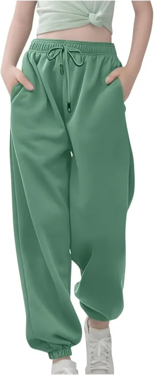 Girls Boys Cargo Pants Elastic Jogger Pants Kids Toddler Cotton Drawstring Sweatpants Casual Loose Fit Baggy Pants