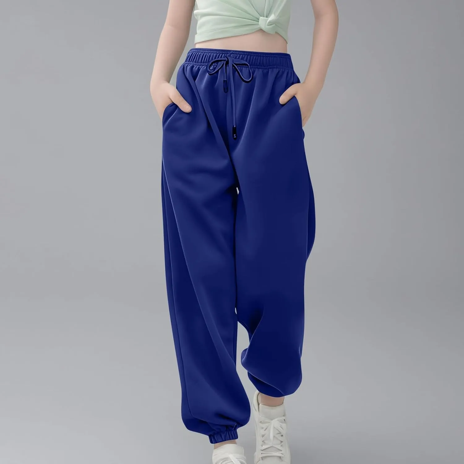 Girls Boys Cargo Pants Elastic Jogger Pants Kids Toddler Cotton Drawstring Sweatpants Casual Loose Fit Baggy Pants