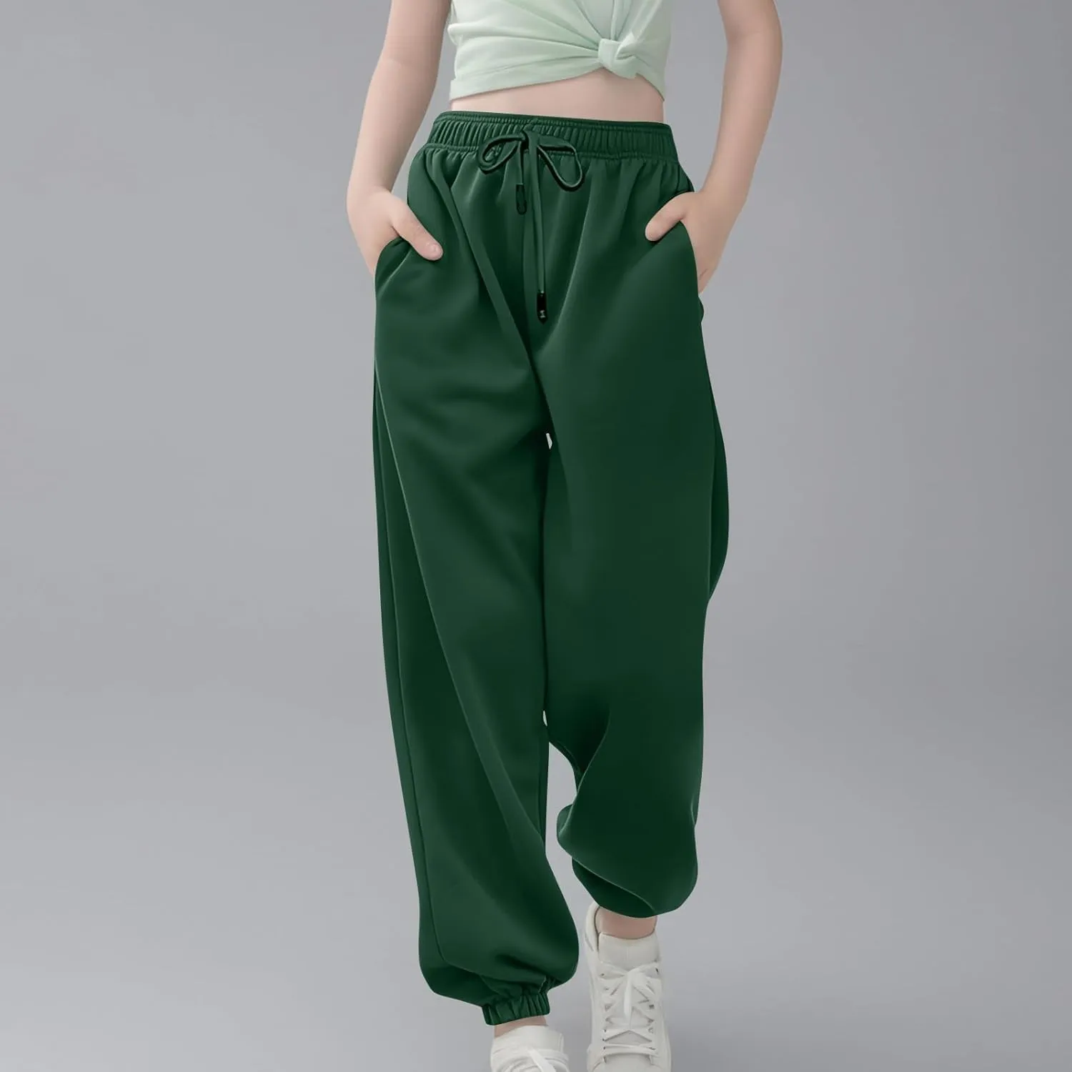 Girls Boys Cargo Pants Elastic Jogger Pants Kids Toddler Cotton Drawstring Sweatpants Casual Loose Fit Baggy Pants