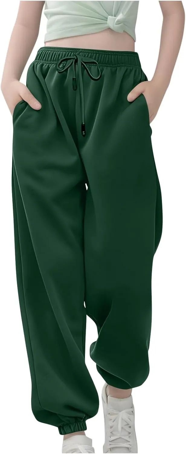 Girls Boys Cargo Pants Elastic Jogger Pants Kids Toddler Cotton Drawstring Sweatpants Casual Loose Fit Baggy Pants