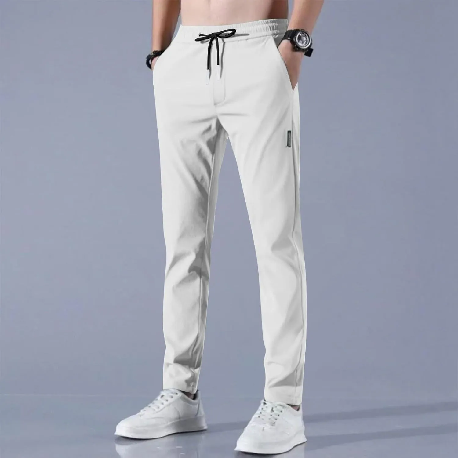 Glide Pants Men Petite Quick Dry Stretch Active Pants Elastic Waist Lightweight Hiking Pants with Pockets Glidepants