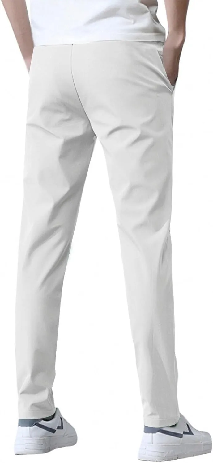 Glide Pants Men Petite Quick Dry Stretch Active Pants Elastic Waist Lightweight Hiking Pants with Pockets Glidepants