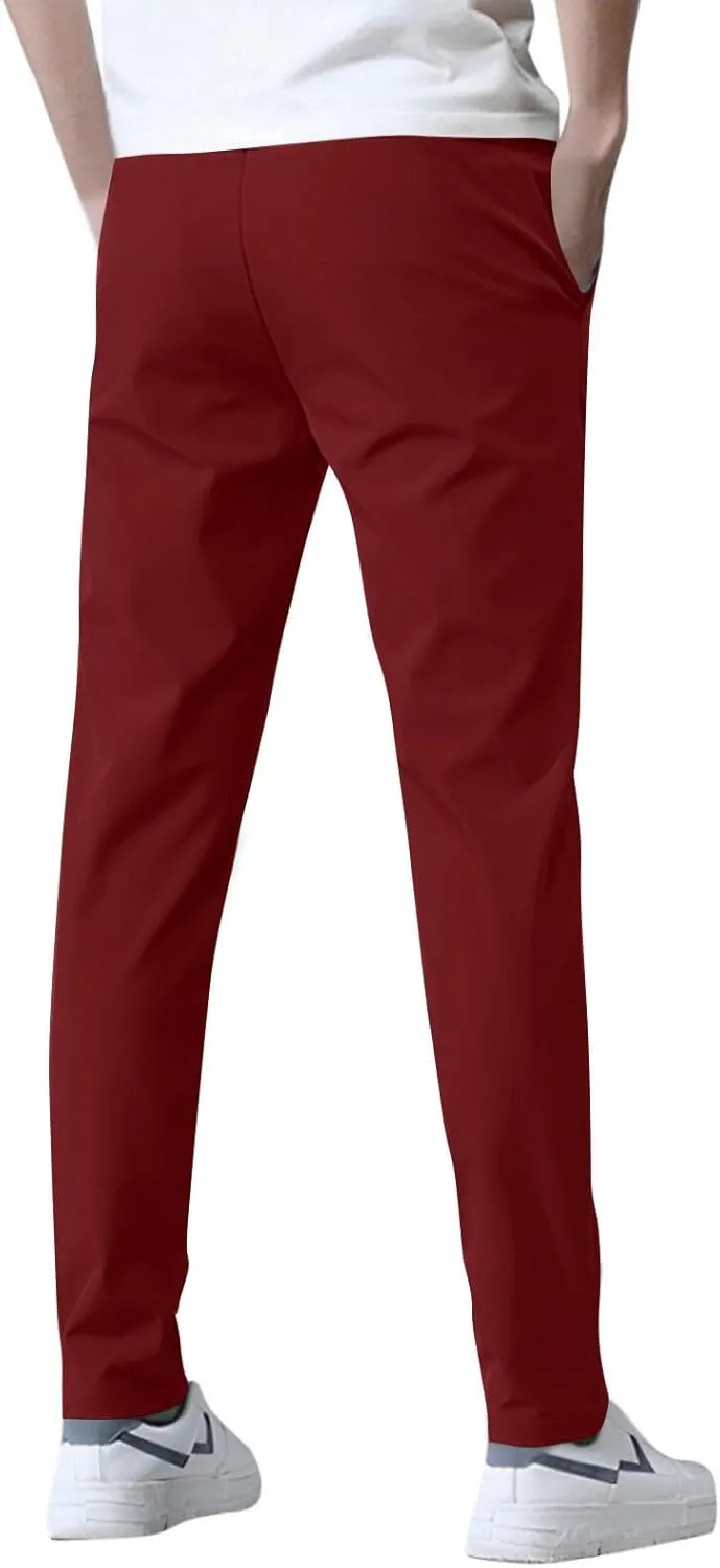 Glide Pants Men Petite Quick Dry Stretch Active Pants Elastic Waist Lightweight Hiking Pants with Pockets Glidepants