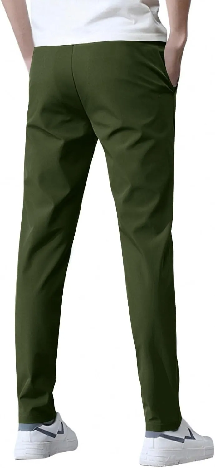 Glide Pants Men Petite Quick Dry Stretch Active Pants Elastic Waist Lightweight Hiking Pants with Pockets Glidepants