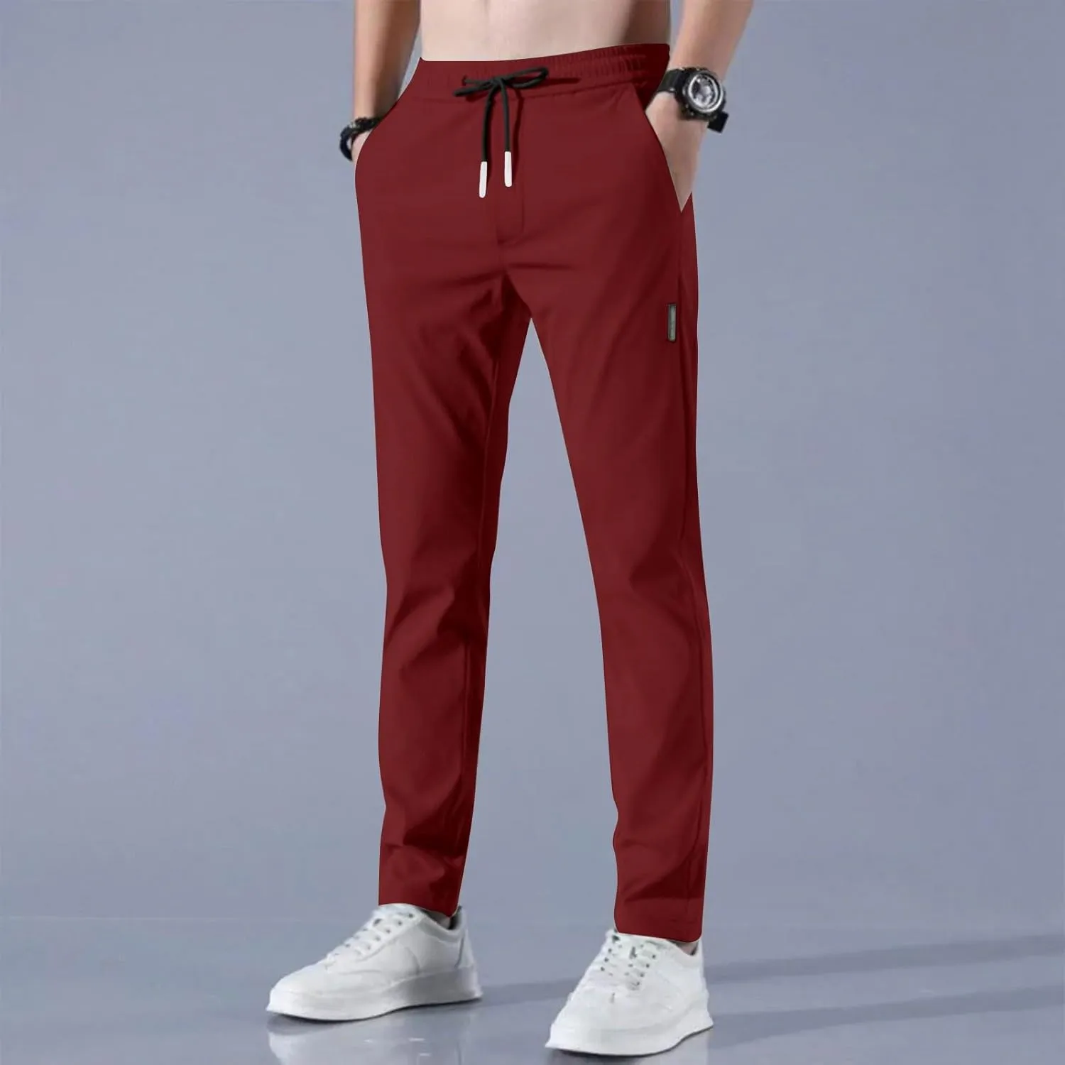 Glide Pants Men Petite Quick Dry Stretch Active Pants Elastic Waist Lightweight Hiking Pants with Pockets Glidepants
