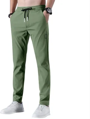 Glide Pants Men Petite Quick Dry Stretch Active Pants Elastic Waist Lightweight Hiking Pants with Pockets Glidepants