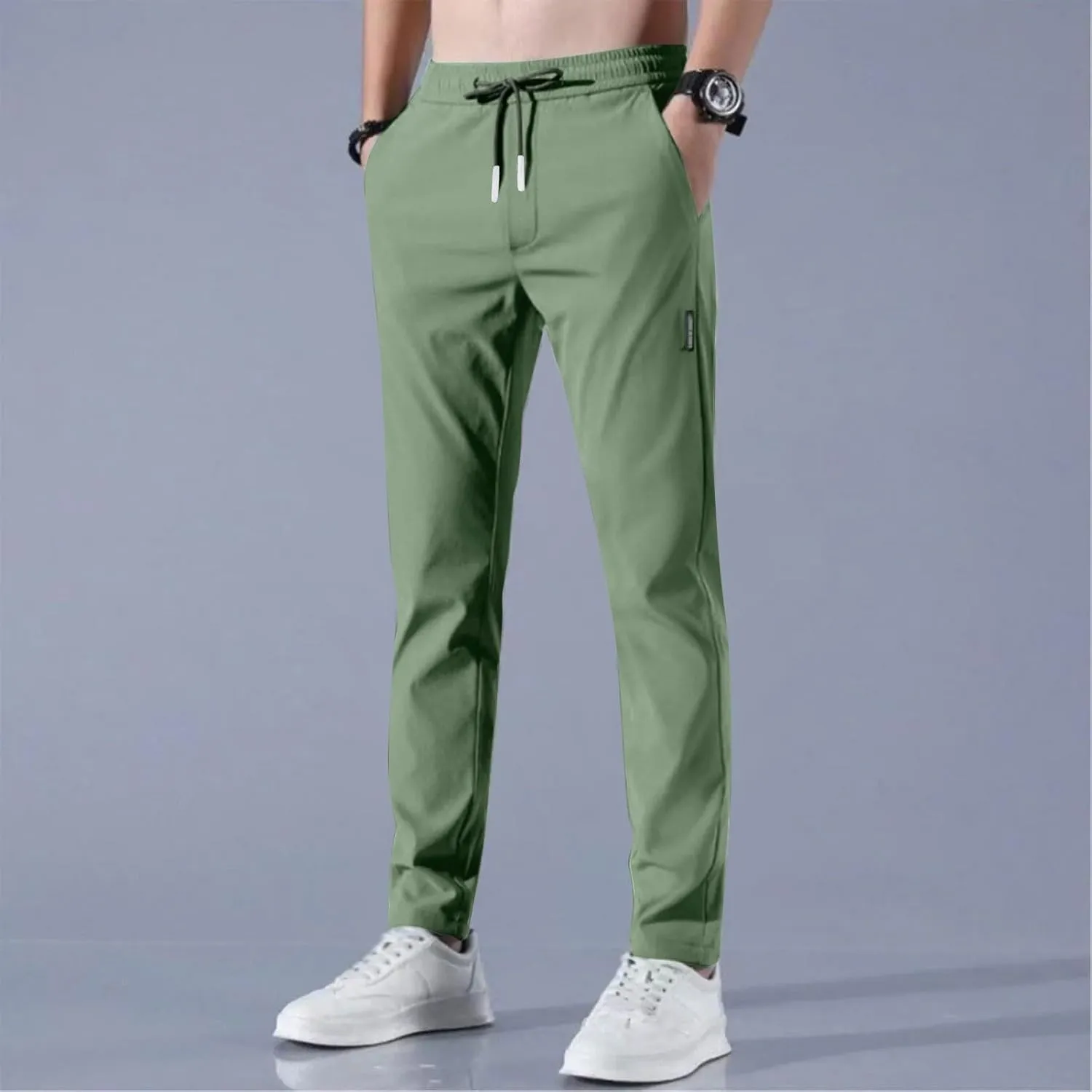 Glide Pants Men Petite Quick Dry Stretch Active Pants Elastic Waist Lightweight Hiking Pants with Pockets Glidepants