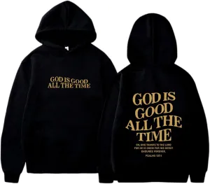 God Is Good All The Time Hoodie For Women Oversized Letter Print Pullover Sweatshirts Loose Fit Casual Fall Hoodie Pockets