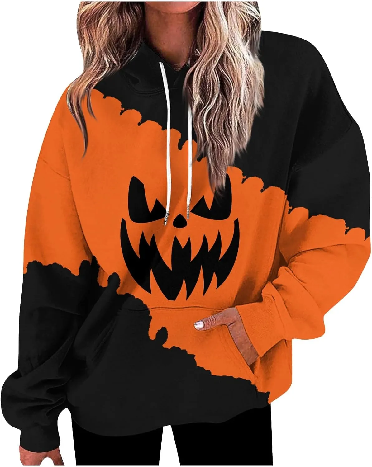 GOFULY Pumpkin Sweatshirt For Women Fall Y2K Hoodies Halloween Pumpkin Face Graphic Winter Sweatshirt Long Sleeve Pullover