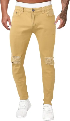 GOKKILRW Jeans for Men Big and Tall Relaxed Fit Straight Leg Skinny Jeans Ripped Stretch Slim Fit Tapered Jeans Denim Pants