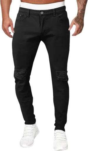 GOKKILRW Jeans for Men Big and Tall Relaxed Fit Straight Leg Skinny Jeans Ripped Stretch Slim Fit Tapered Jeans Denim Pants