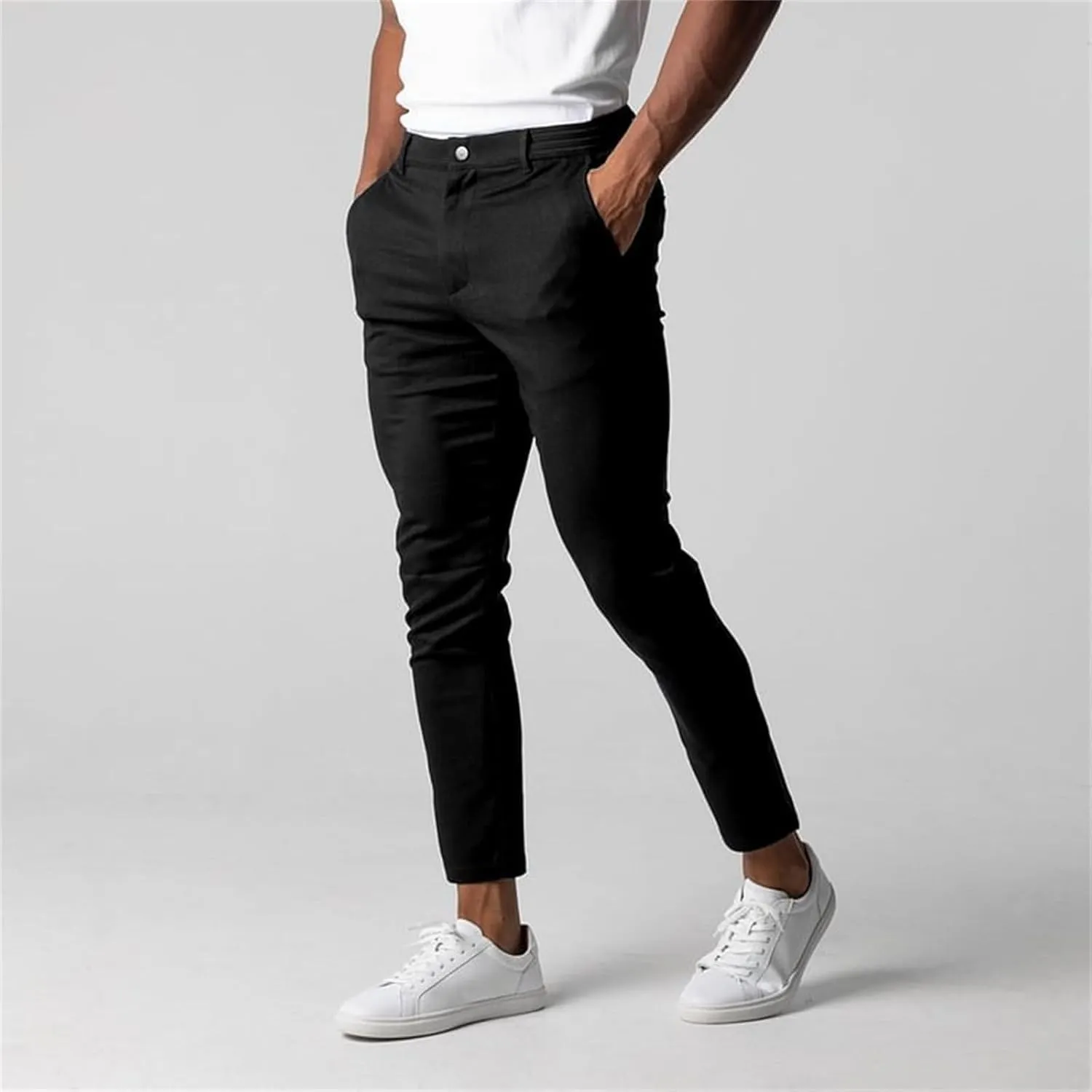 Golf Pants Men Slim Fit Muscle Elastic Trousers Business Breathable Classic Stretch Casual Suit Pants with Pockets