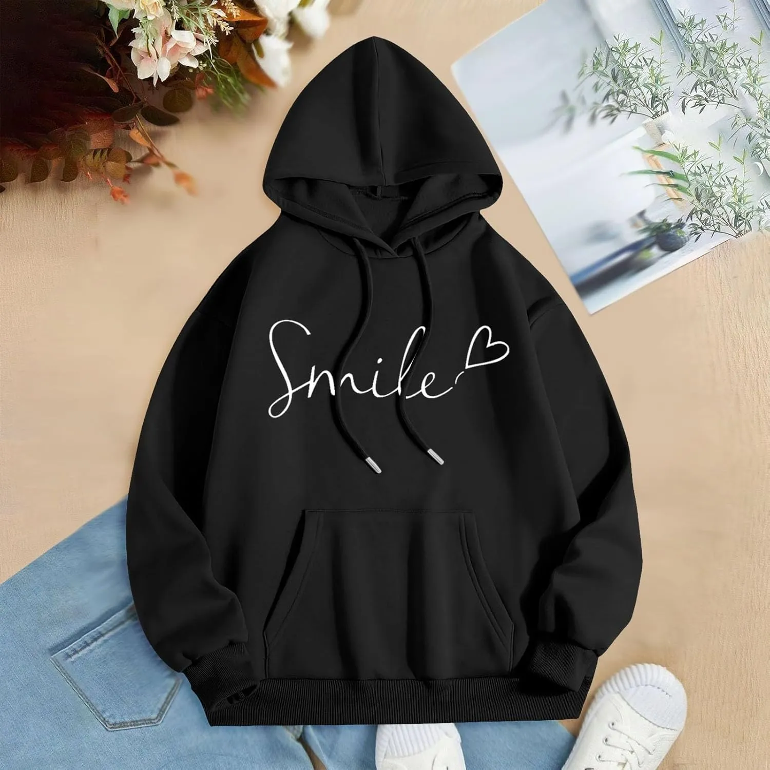 Graphic Hoodies Trendy Shape Printed Fall Outfit Oversize Fall Winter Fashion 2024 Oversized Pullover