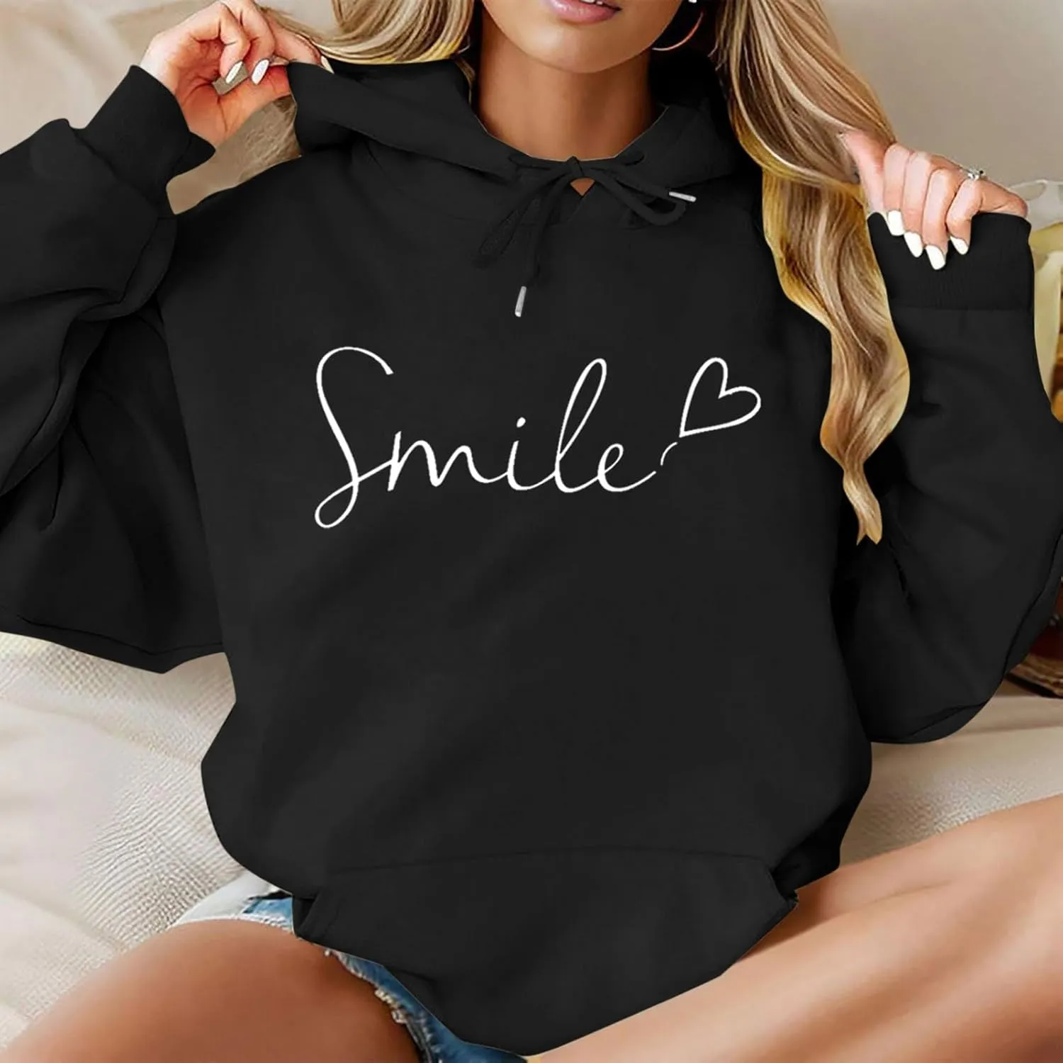 Graphic Hoodies Trendy Shape Printed Fall Outfit Oversize Fall Winter Fashion 2024 Oversized Pullover