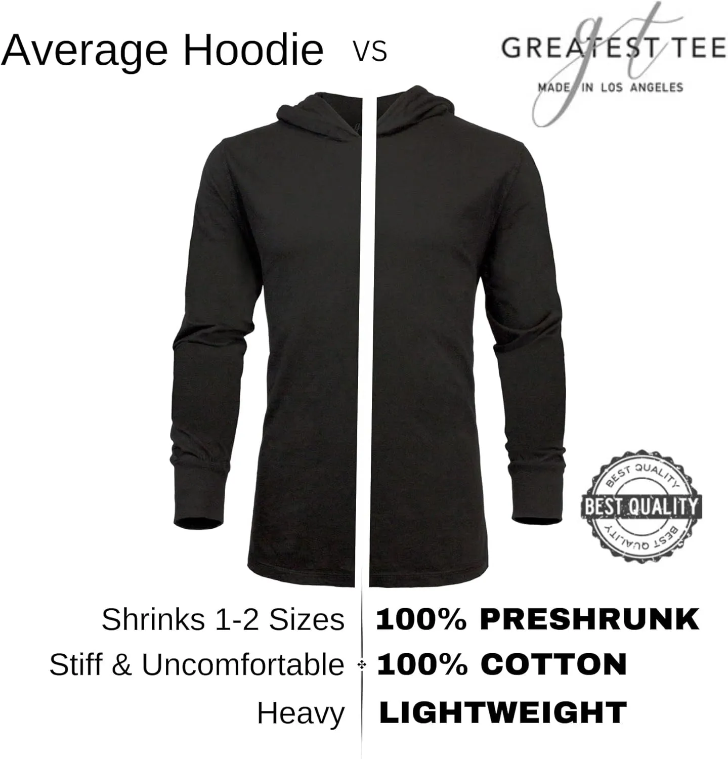 Greatest Tees Broadway Mens Hoodie Pullover Lightweight Long Sleeve S - XXL  Preshrunk Cotton, Fresh, Clean