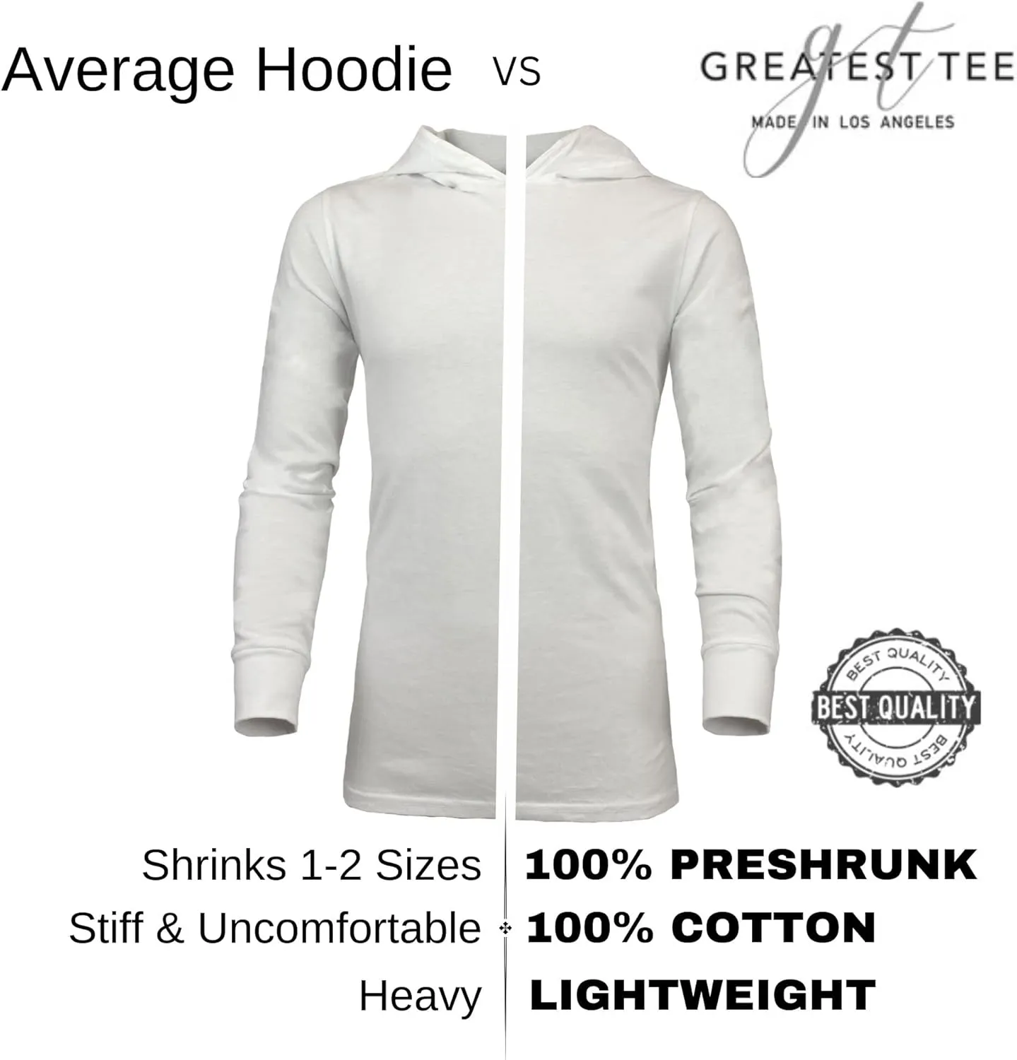 Greatest Tees Broadway Mens Hoodie Pullover Lightweight Long Sleeve S - XXL  Preshrunk Cotton, Fresh, Clean