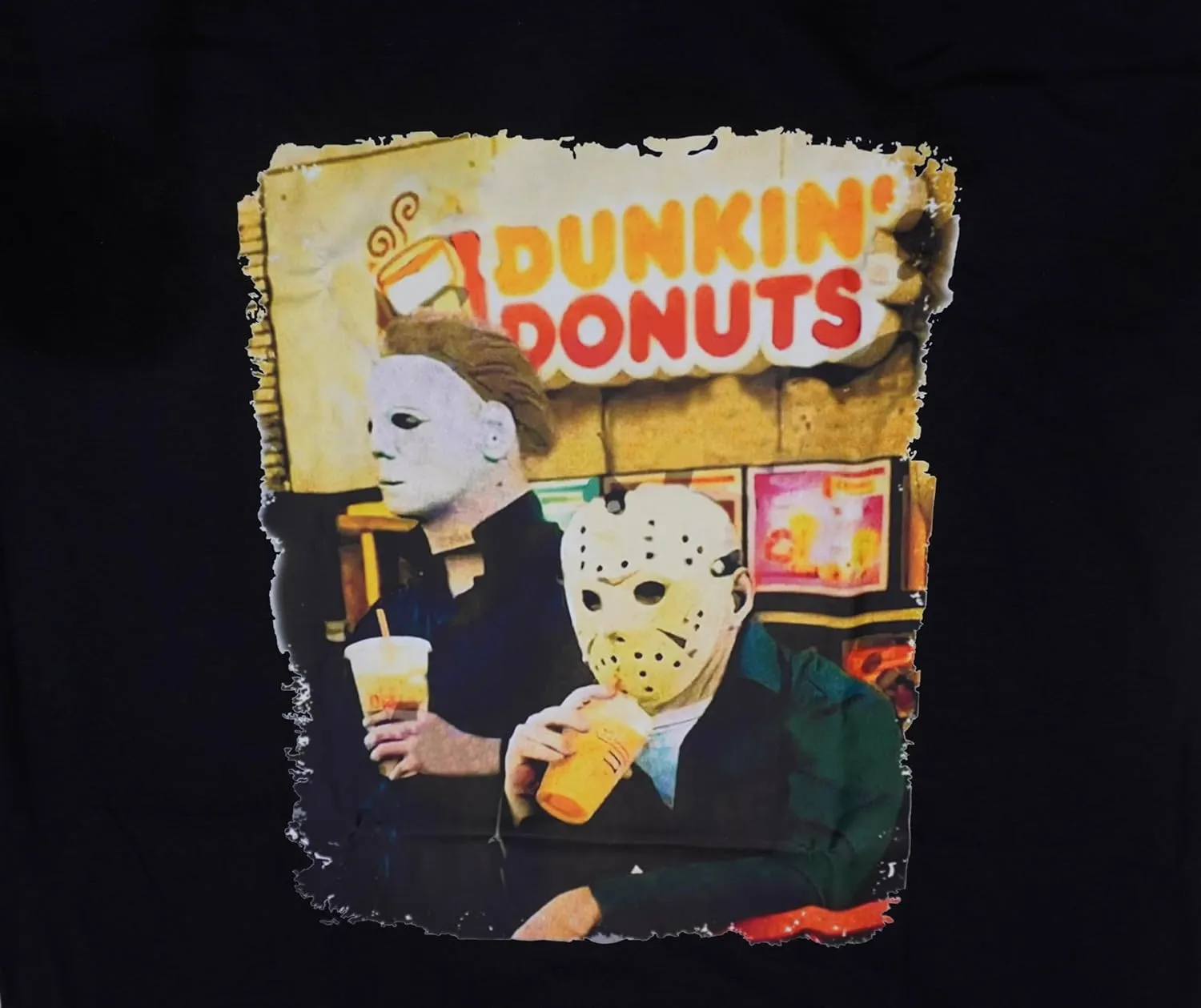 Halloween Movie Inspired T-Shirt Michael Myers Drinking Coffee Funny Humorous Tee for Him