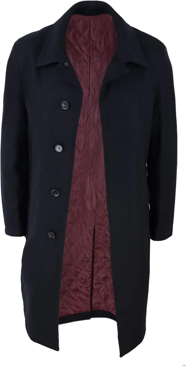 Harry Brown Mens Black Wool Overcoat Jacket Smart Formal 3/4 Trench Retro Vintage 1920s