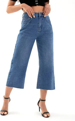HDLTE Wide Leg Cropped Jeans for Women High Waisted Loose Baggy Crop Flare Denim Casual Pants