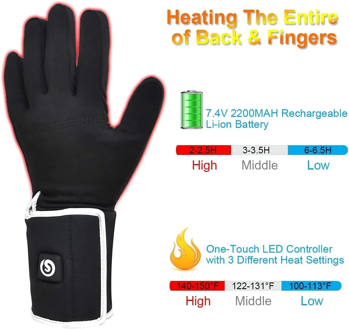 Heated Glove Liners Men Women,Rechargeable Battery Heated Motorcycle Ski Snow Warmer Gloves