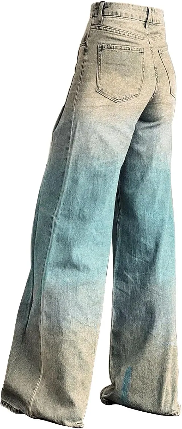 High Waisted Flared Jeans for Women 2025 Straight Leg Casual Vintage Palazzo Pants Y2k Streetwear Fashion Denim Pants