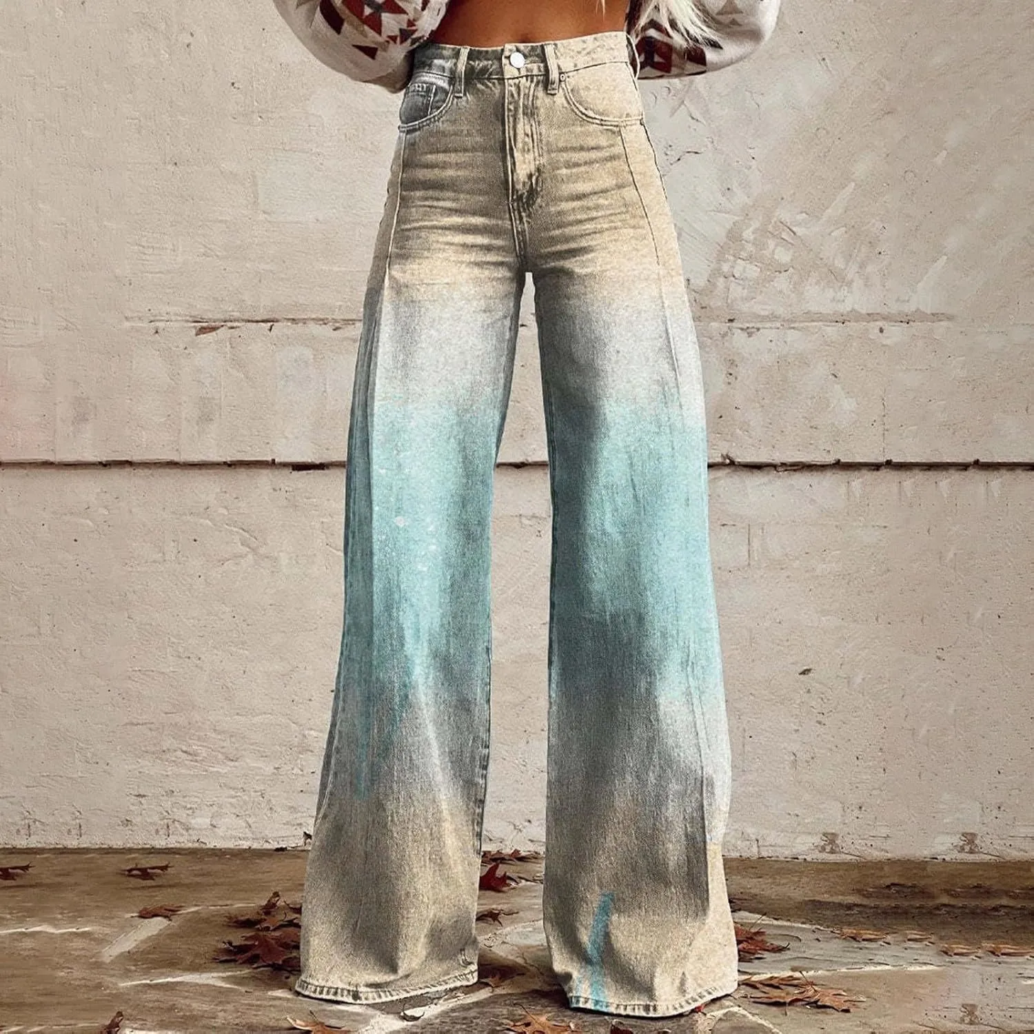 High Waisted Flared Jeans for Women 2025 Straight Leg Casual Vintage Palazzo Pants Y2k Streetwear Fashion Denim Pants