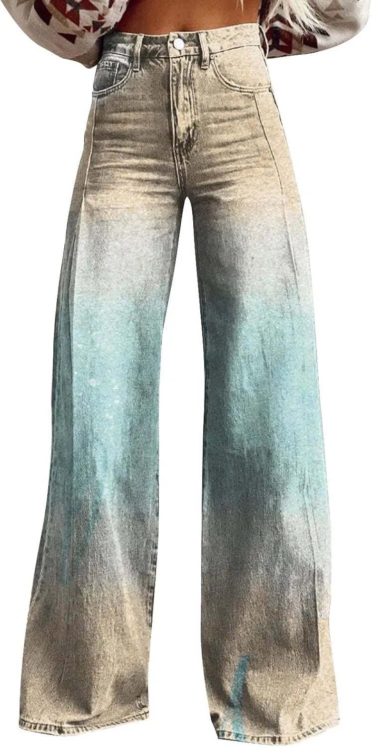 High Waisted Flared Jeans for Women 2025 Straight Leg Casual Vintage Palazzo Pants Y2k Streetwear Fashion Denim Pants