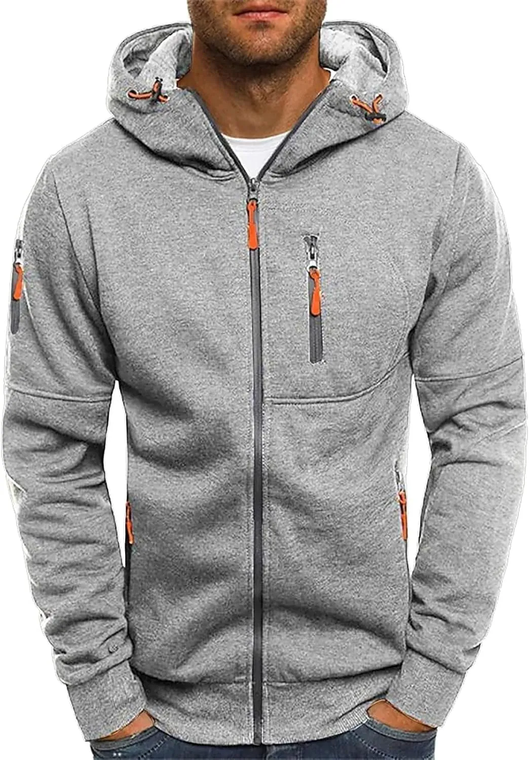 Hoodies for Men Full Zip up Lightweight Winter Hoodies Casual Fashion Sports Hooded Jacket Fall Tops with Zip Pockets