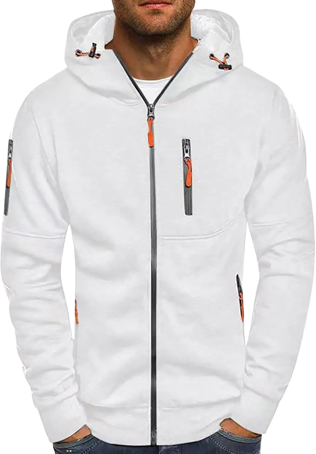 Hoodies for Men Full Zip up Lightweight Winter Hoodies Casual Fashion Sports Hooded Jacket Fall Tops with Zip Pockets