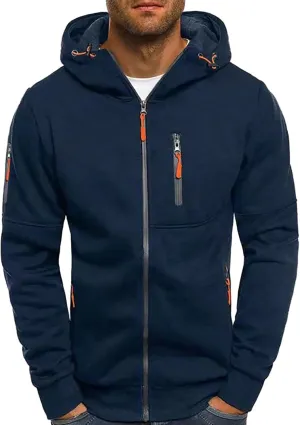 Hoodies for Men Full Zip up Lightweight Winter Hoodies Casual Fashion Sports Hooded Jacket Fall Tops with Zip Pockets