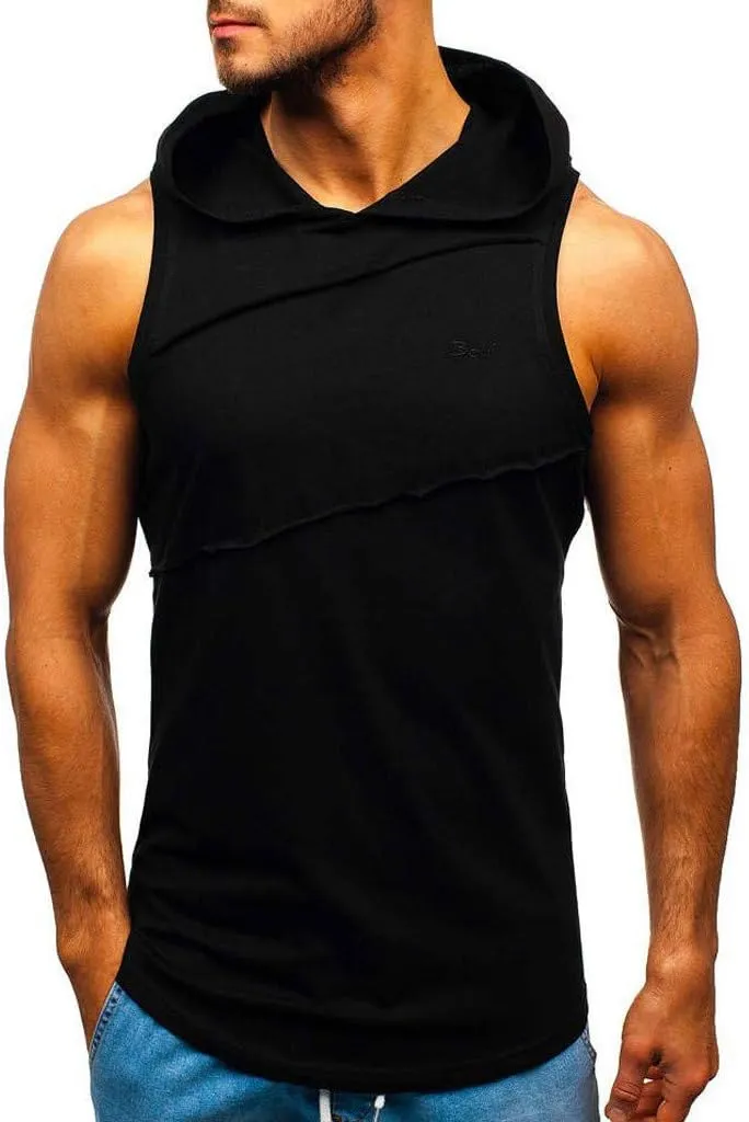 Hoodies for Men Men's Workout Hooded Tank Tops Bodybuilding Muscle Cut Off T Shirt Sleeveless Gym Hoodies T-Shirts Top
