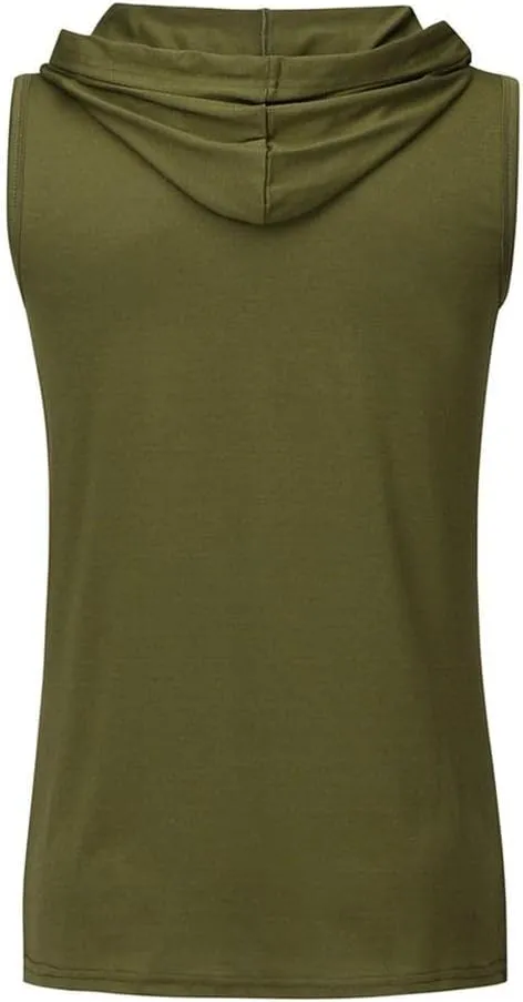 Hoodies for Men Men's Workout Hooded Tank Tops Gym Sleeveless Hoodie Bodybuilding Muscle Cut Off T-Shirts with Pocket
