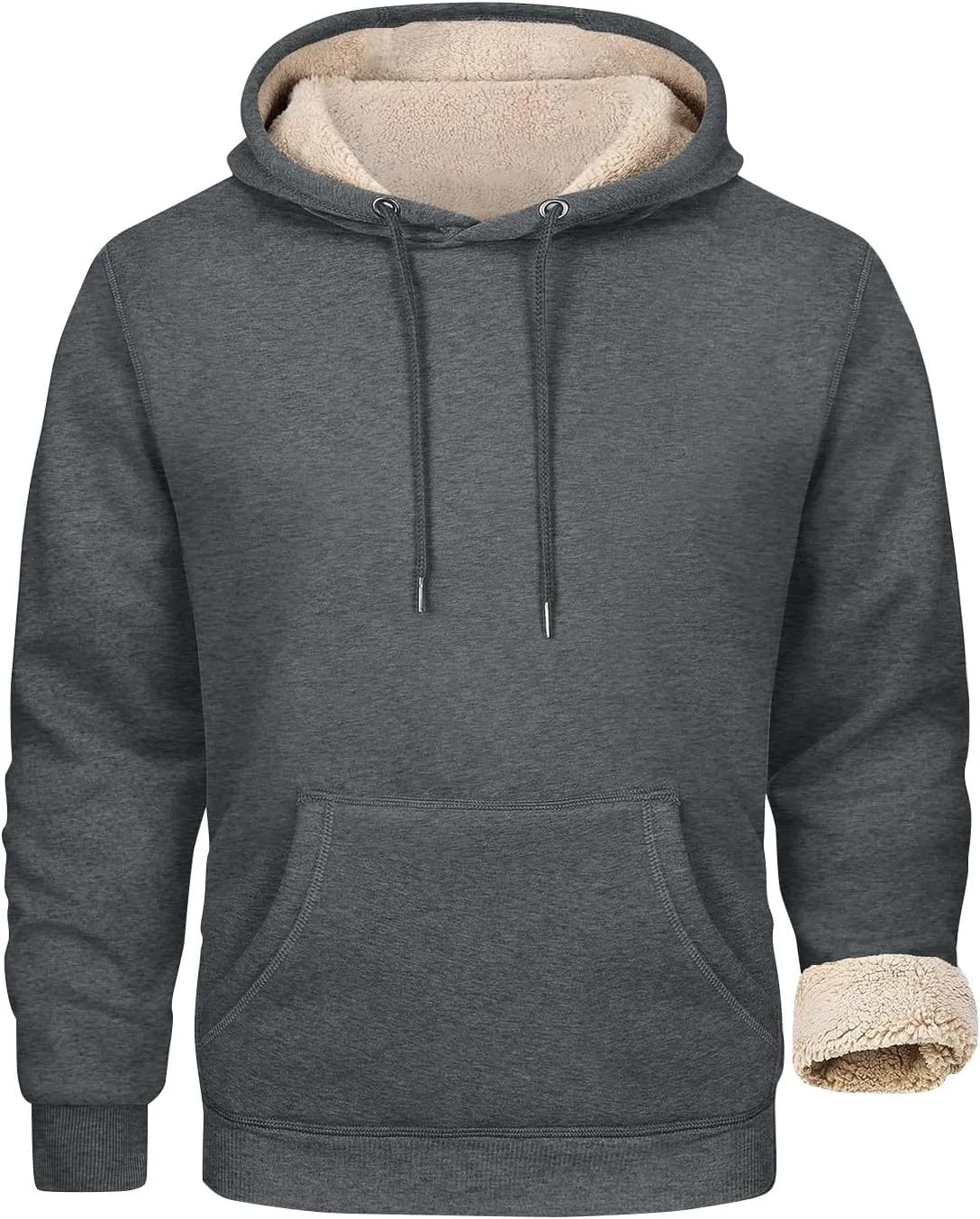 Hoodies For Men Sherpa Fleece Lined Sweatshirt Pullover Sweaters Winter Warm Hoodie With Pockets