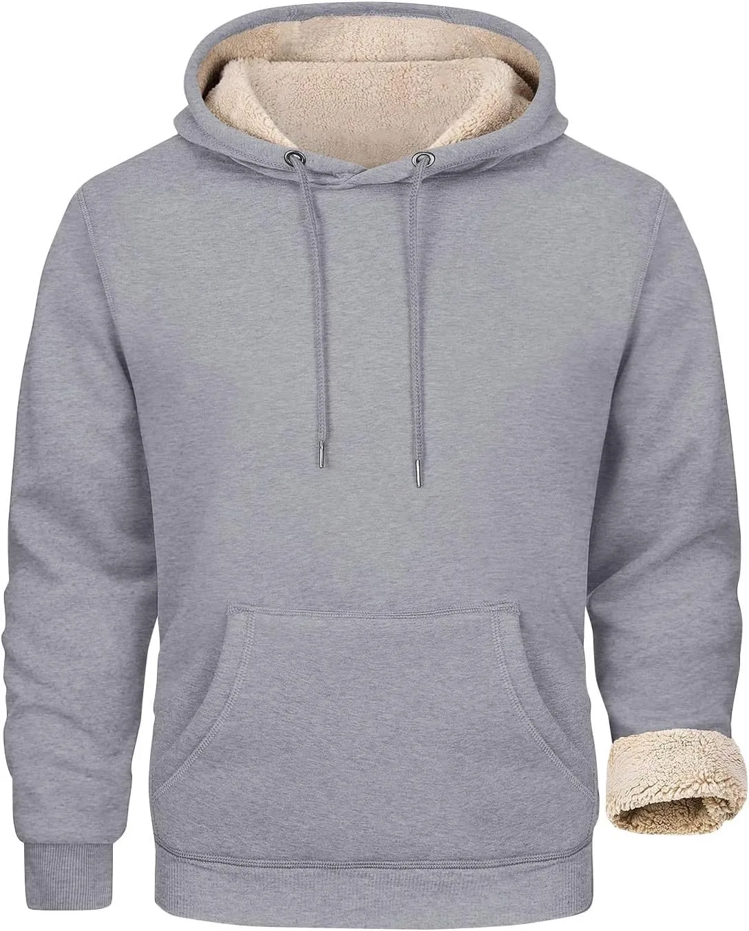 Hoodies For Men Sherpa Fleece Lined Sweatshirt Pullover Sweaters Winter Warm Hoodie With Pockets