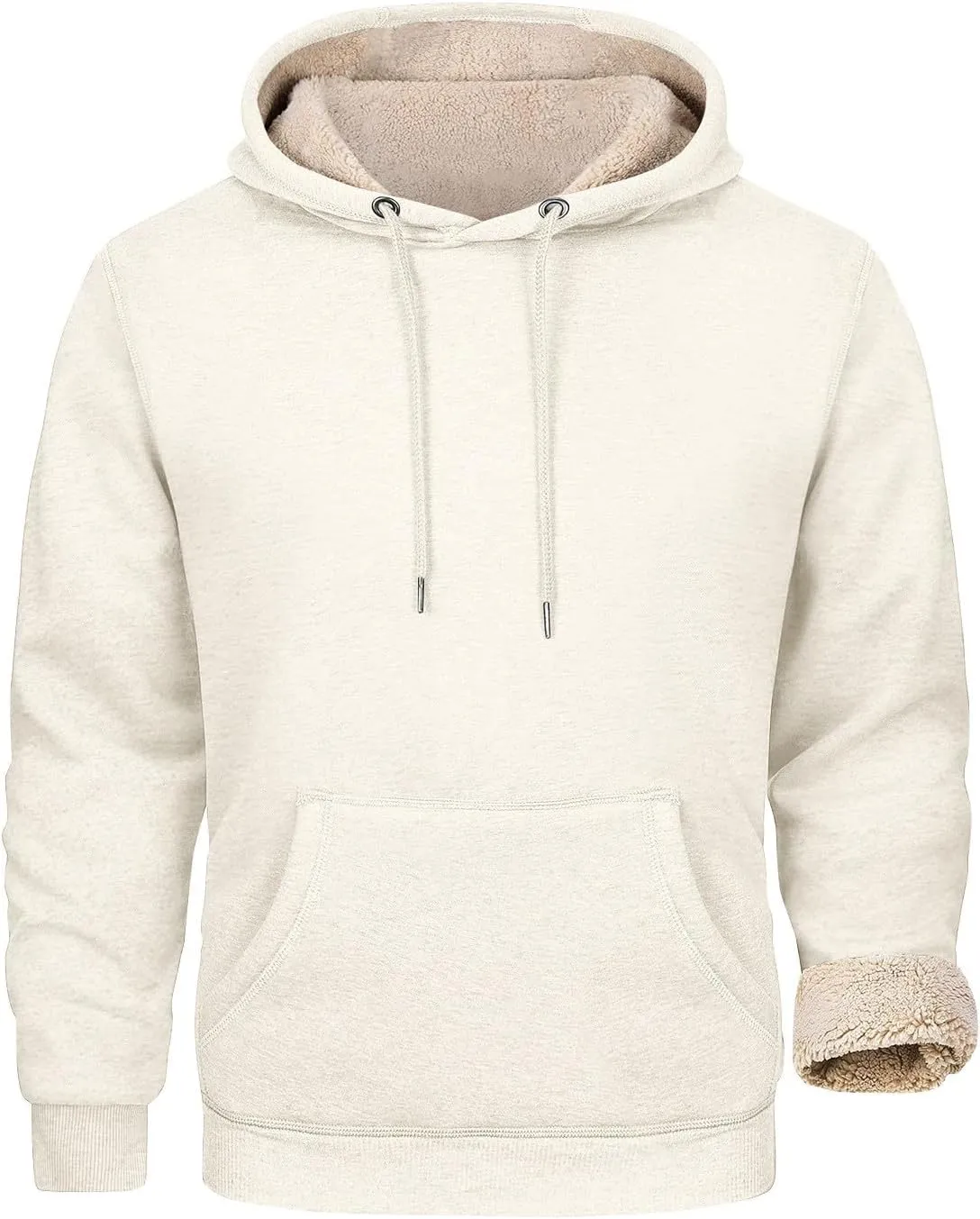 Hoodies For Men Sherpa Fleece Lined Sweatshirt Pullover Sweaters Winter Warm Hoodie With Pockets