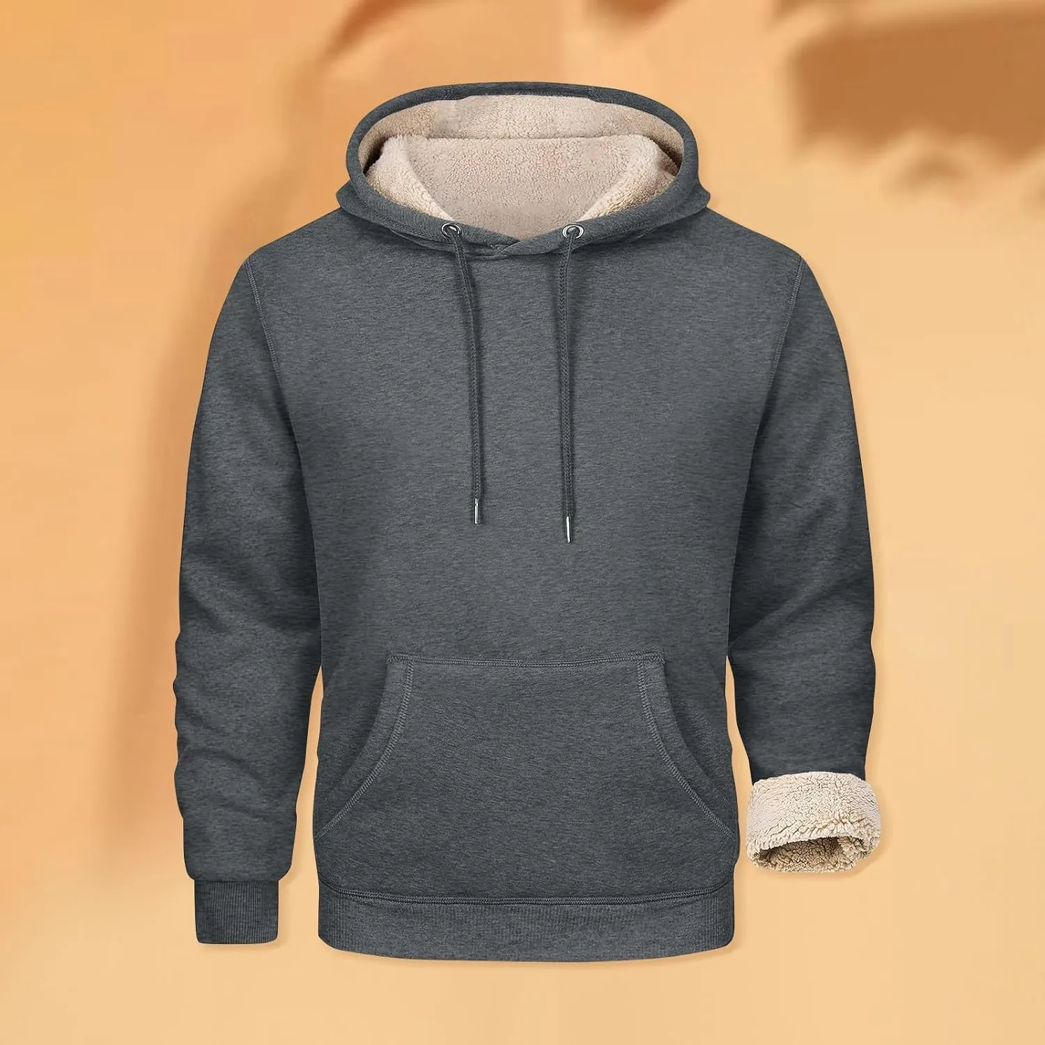 Hoodies For Men Sherpa Fleece Lined Sweatshirt Pullover Sweaters Winter Warm Hoodie With Pockets