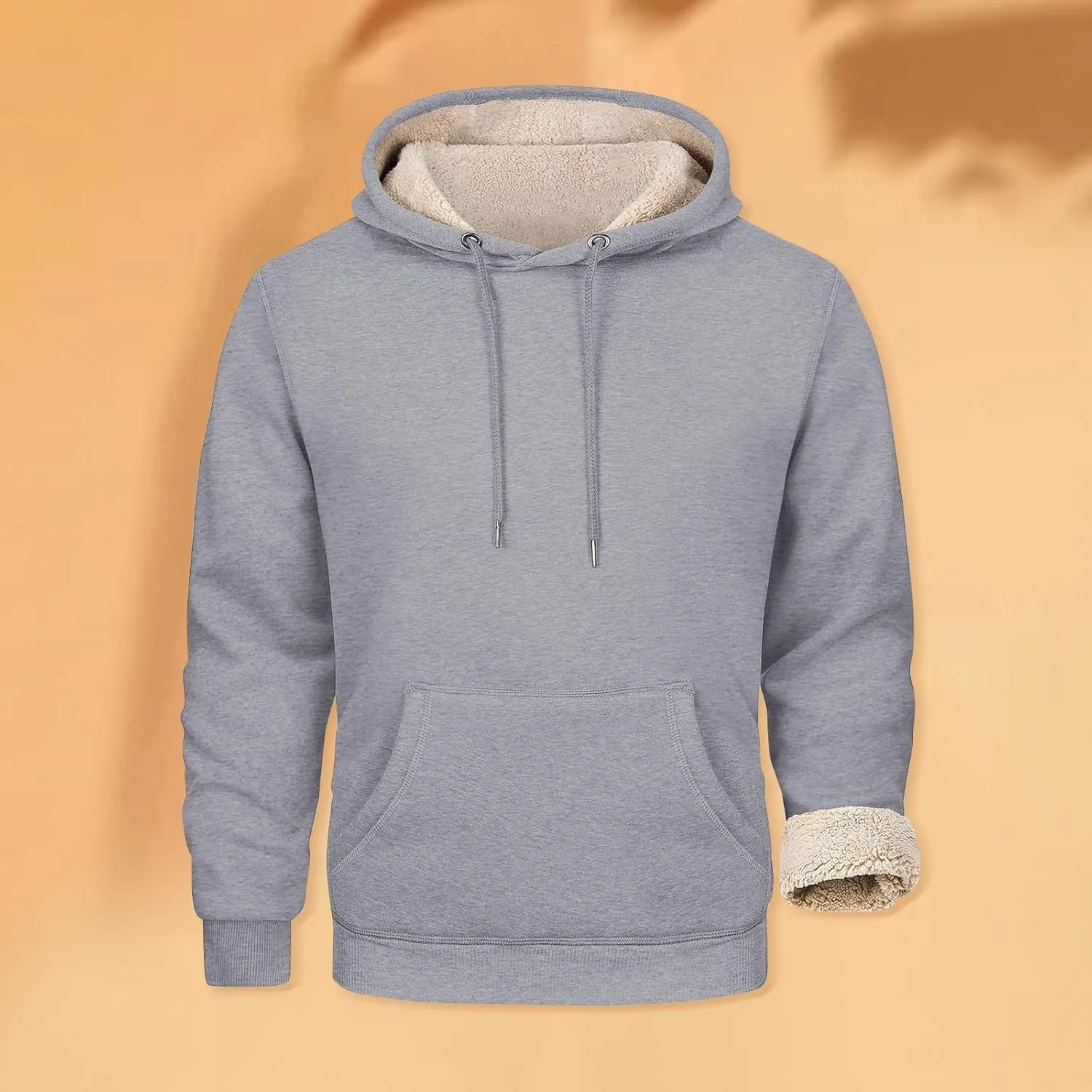 Hoodies For Men Sherpa Fleece Lined Sweatshirt Pullover Sweaters Winter Warm Hoodie With Pockets