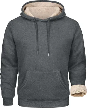 Hoodies For Men Sherpa Fleece Lined Sweatshirt Pullover Sweaters Winter Warm Hoodie With Pockets
