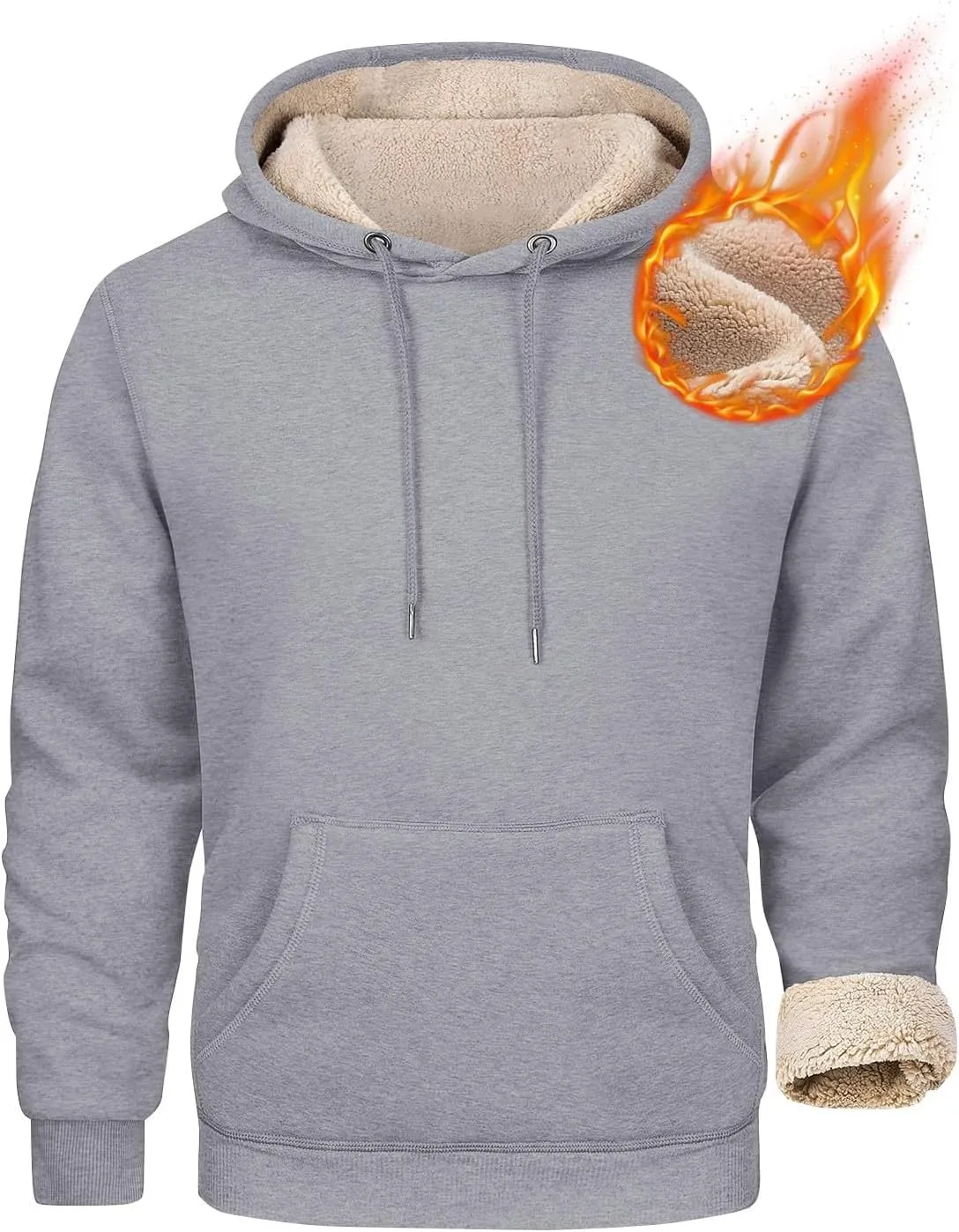 Hoodies For Men Sherpa Fleece Lined Sweatshirt Pullover Sweaters Winter Warm Hoodie With Pockets